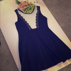 Black + White Fit & Flare Dress